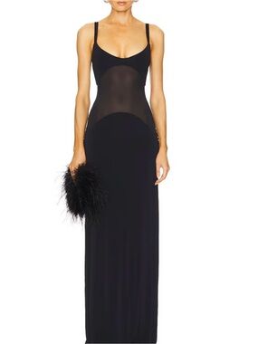 Sheer Knit Curve Maxi Dress in Black